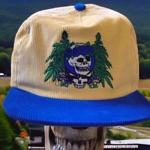 Corduroy Trucker Cap Grateful Dead Hat Embroidered Mushroom Hippie Stoner Snap